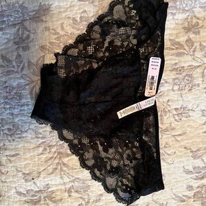 Victoria's Secret Black Floral Lace Panties